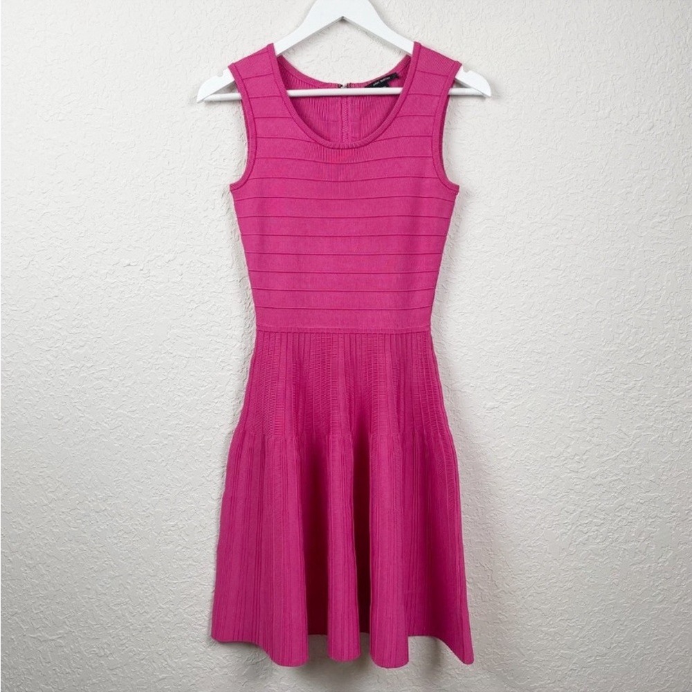 Pink Tartan Dress Womens XS Pink Fit Flare Sleeveless Power Stretch Ballet